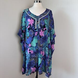 Swimsuits for All Womens 14/16 Tropical Floral Beach Vacation Coverup NEW